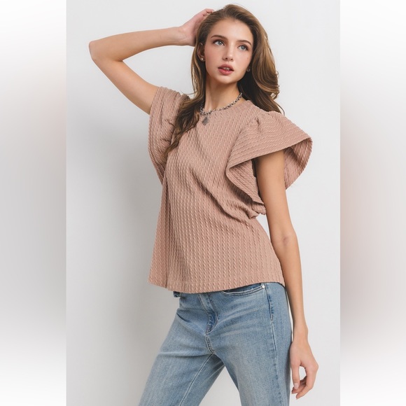 Fabulous Flutter Sleeve Textured Knit Top - Picture 7 of 8